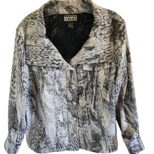 Berek Animal Print Jacket Metallic Foil Silver Gray Size Large